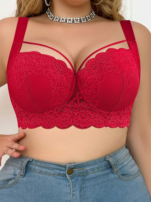 Women's Plus Size Comfortable Underwire Lace Bra - Elegant Full Coverage Support