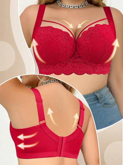 Women's Plus Size Comfortable Underwire Lace Bra - Elegant Full Coverage Support