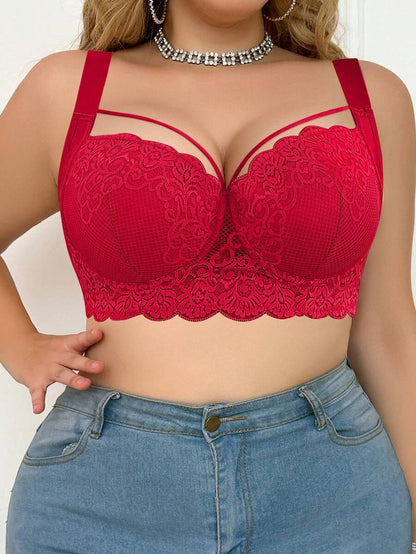 Women's Plus Size Comfortable Underwire Lace Bra - Elegant Full Coverage Support