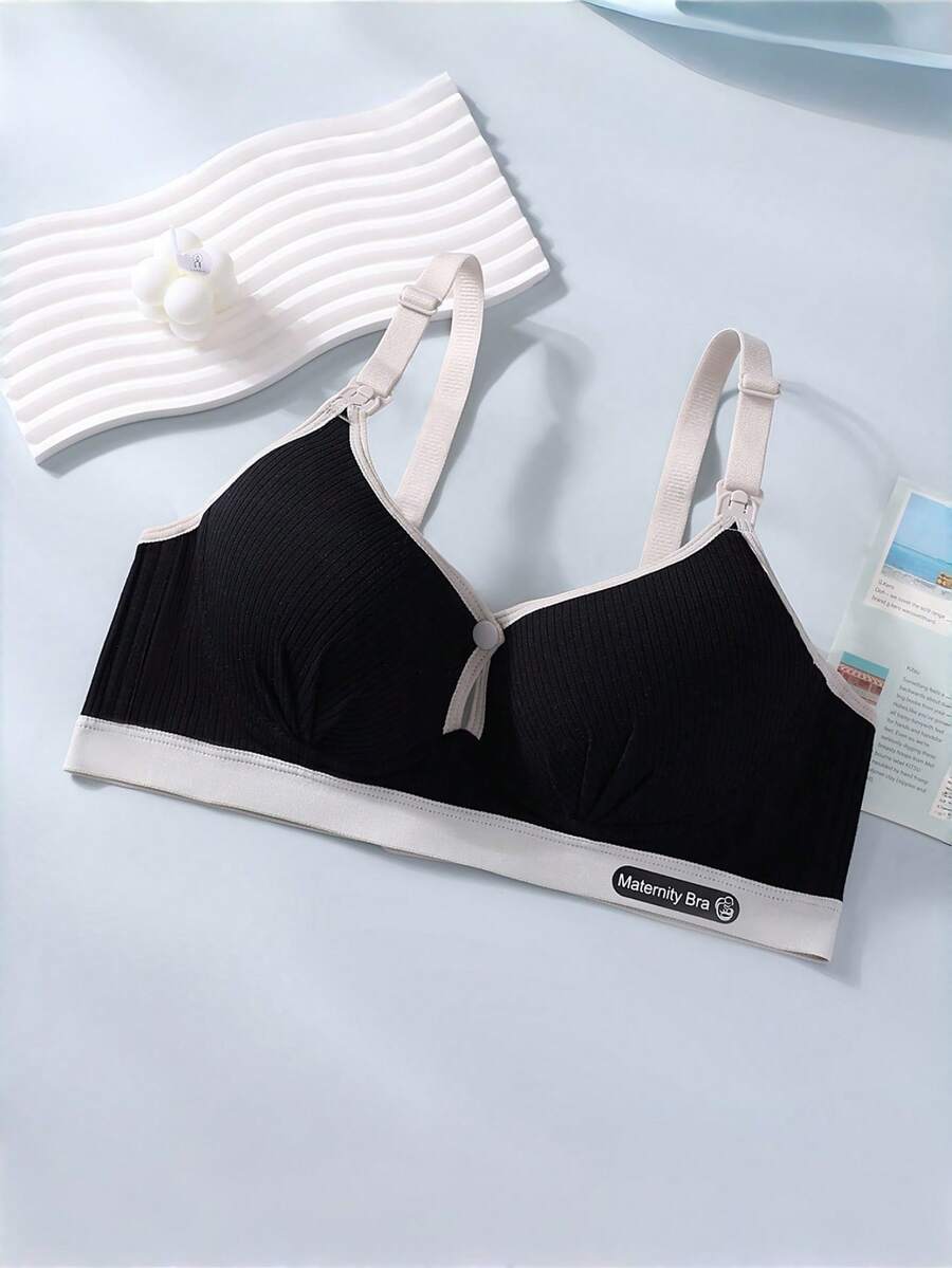 Maternity Nursing Bras 2 Piece Set, Wire-Free Front Closure Supportive Bra, Breathable High Rise Postpartum Essentials, Multicolor