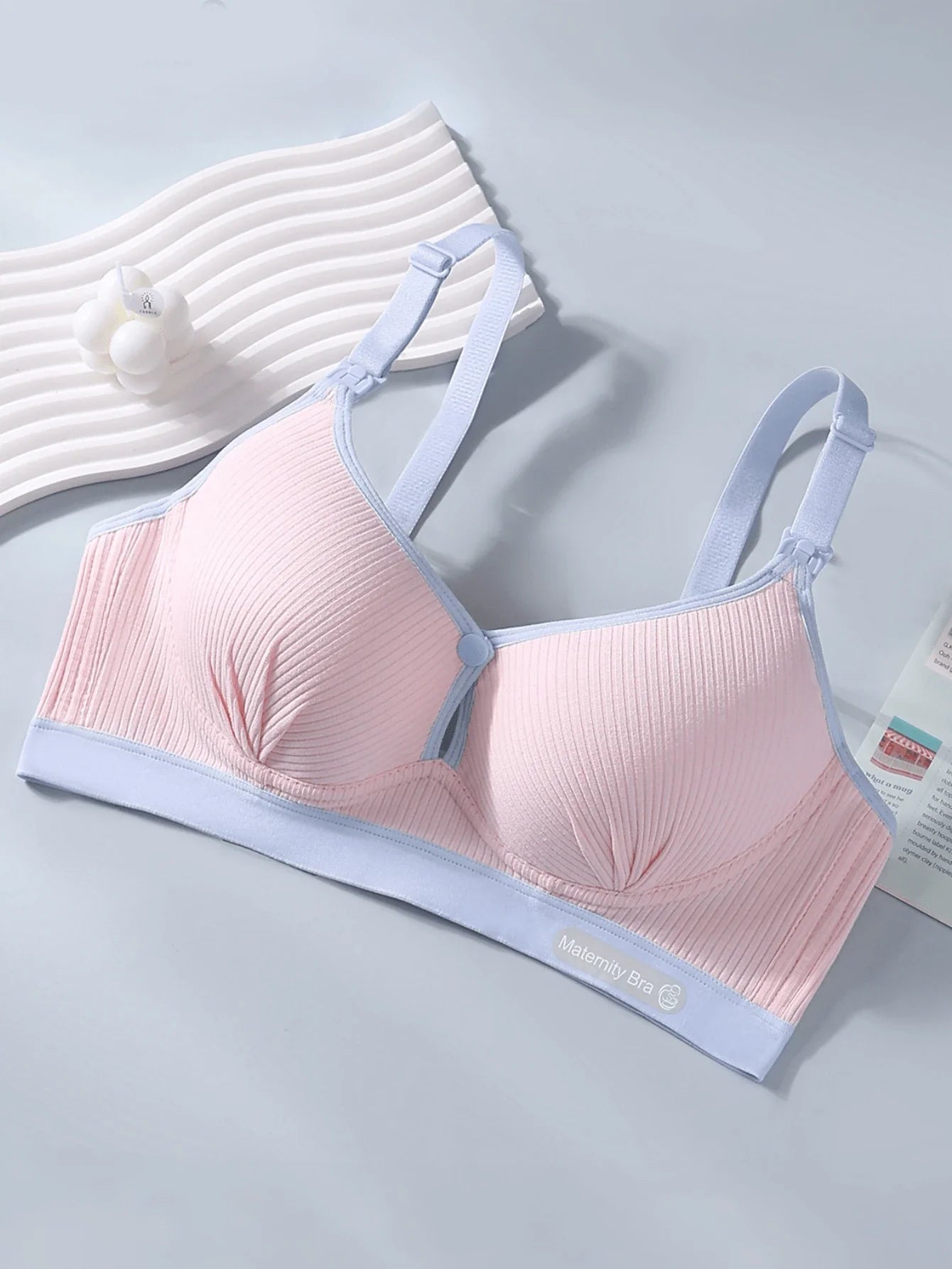 Maternity Nursing Bras 2 Piece Set, Wire-Free Front Closure Supportive Bra, Breathable High Rise Postpartum Essentials, Multicolor