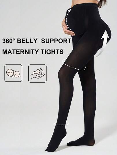 Maternity Pantyhose - Adjustable Strap Abdominal Support High Elasticity Non Binding, Medium Thickness