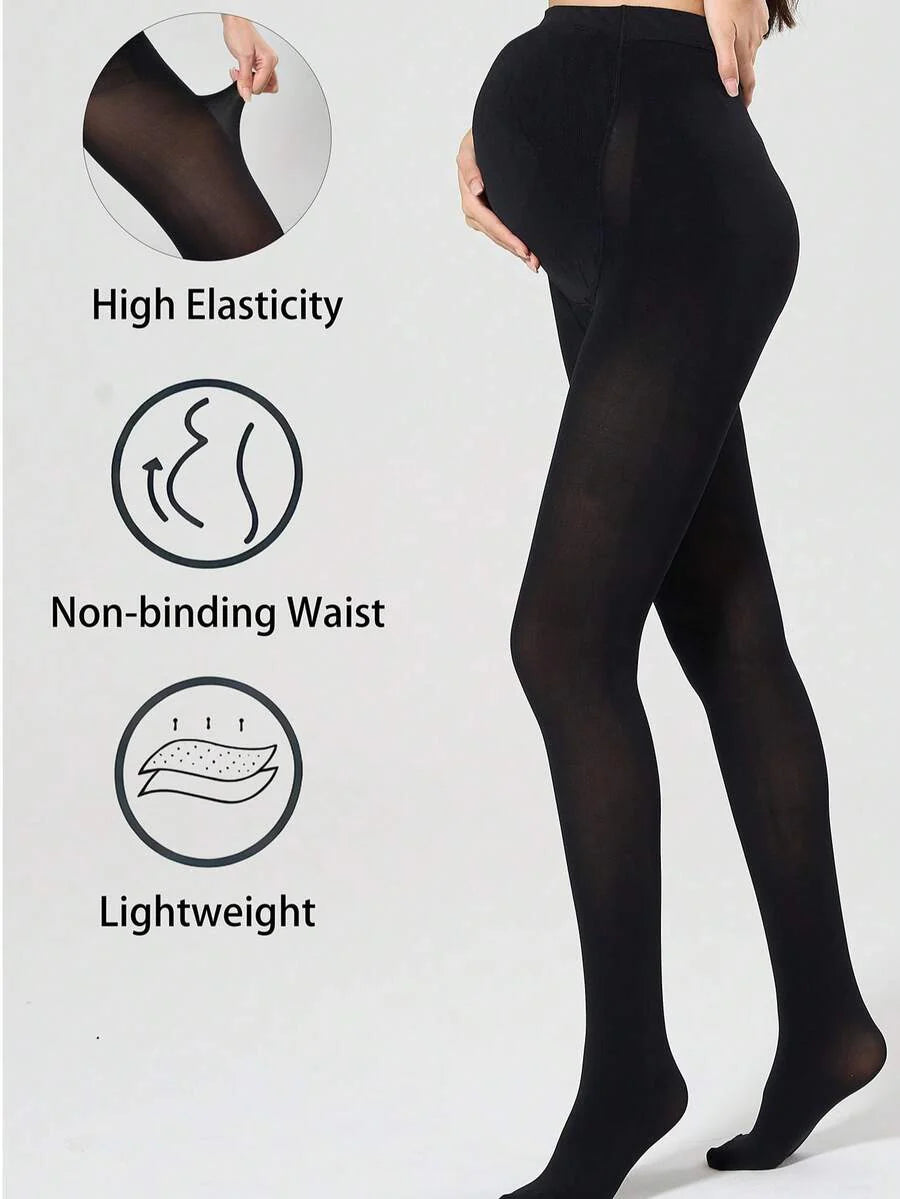 Maternity Pantyhose - Adjustable Strap Abdominal Support High Elasticity Non Binding, Medium Thickness