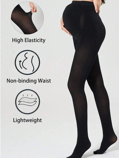 Maternity Pantyhose - Adjustable Strap Abdominal Support High Elasticity Non Binding, Medium Thickness