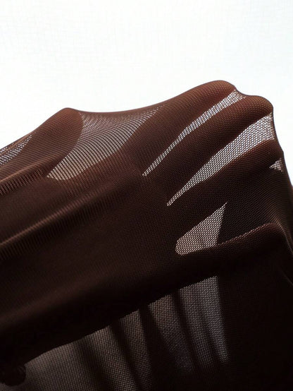 Elegant Party Solid Color Ruffle Hem Fishtail Maternity Dress Brown Luxury Evening Chic Baby Shower Maxi Long Chocolate Pregnancy For Photoshoot