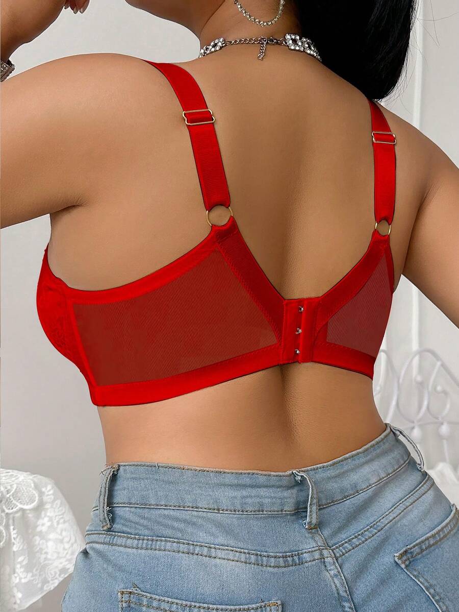 Women's Plus Size Lace Patchwork Underwire Bra - Elegant Lifting Lingerie