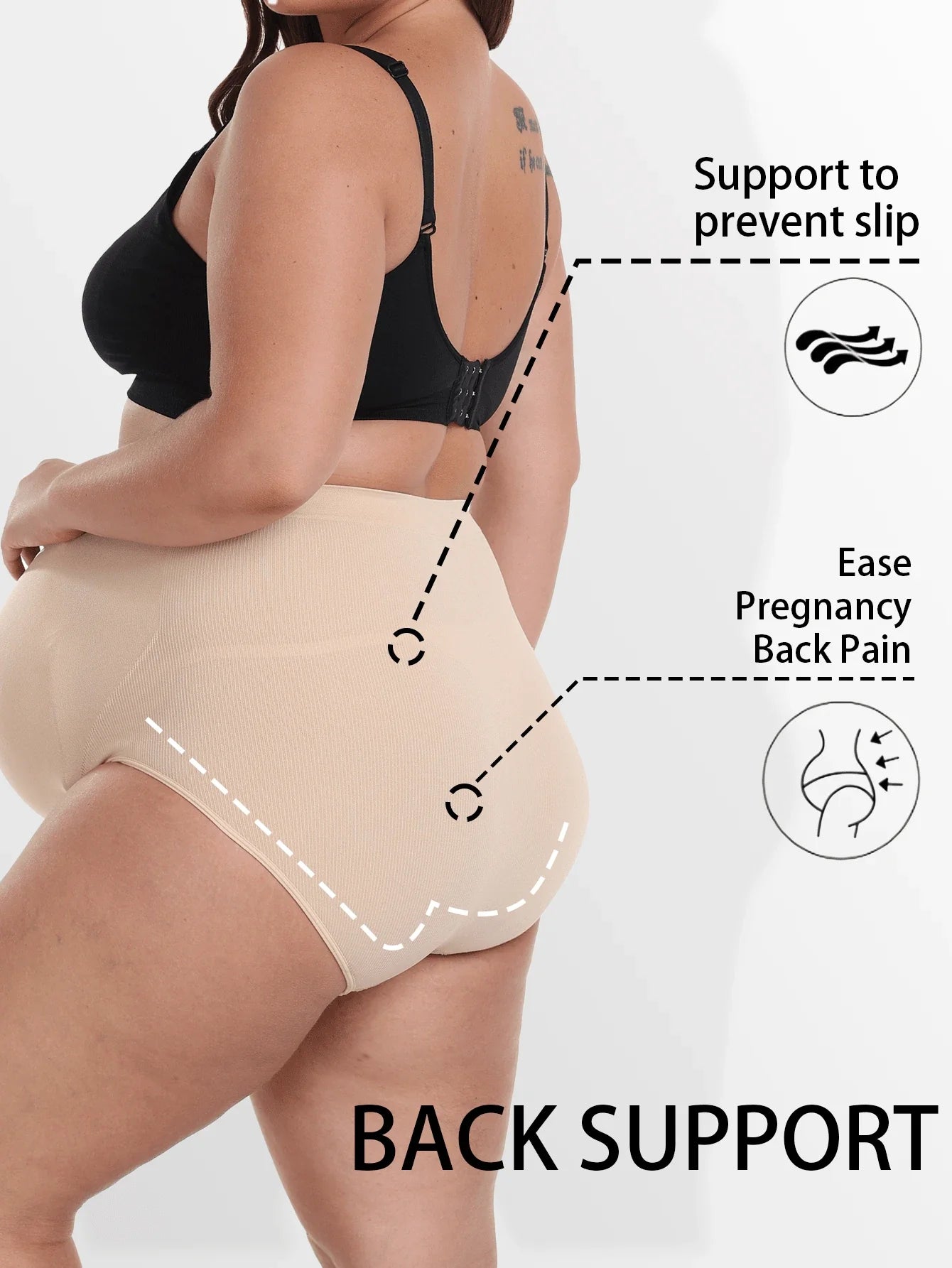 Plus Size Seamless Maternity Yoga Pants - Elastic Waistband Summer Support