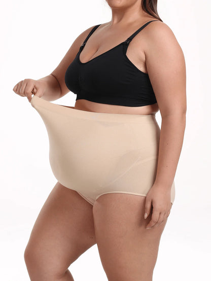 Plus Size Seamless Maternity Yoga Pants - Elastic Waistband Summer Support