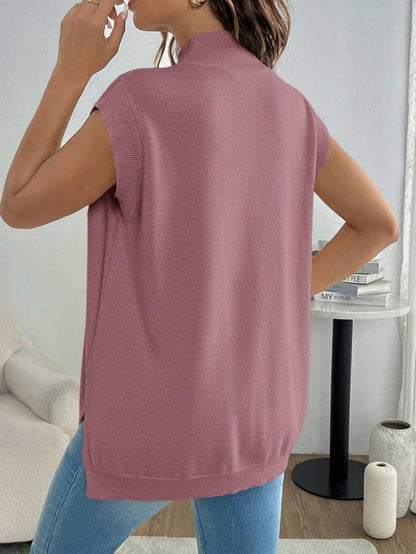 Women's Maternity Loose Knitted Sweater with Side Slit - Casual Autumn Pullover