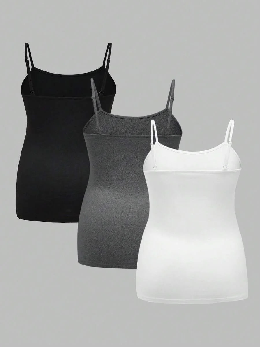 Multicolor Minimalist Ruched Maternity Cami - Slim Fit Spaghetti Strap High Stretch Knitted Tank Top for Pregnant Women Daily Wear