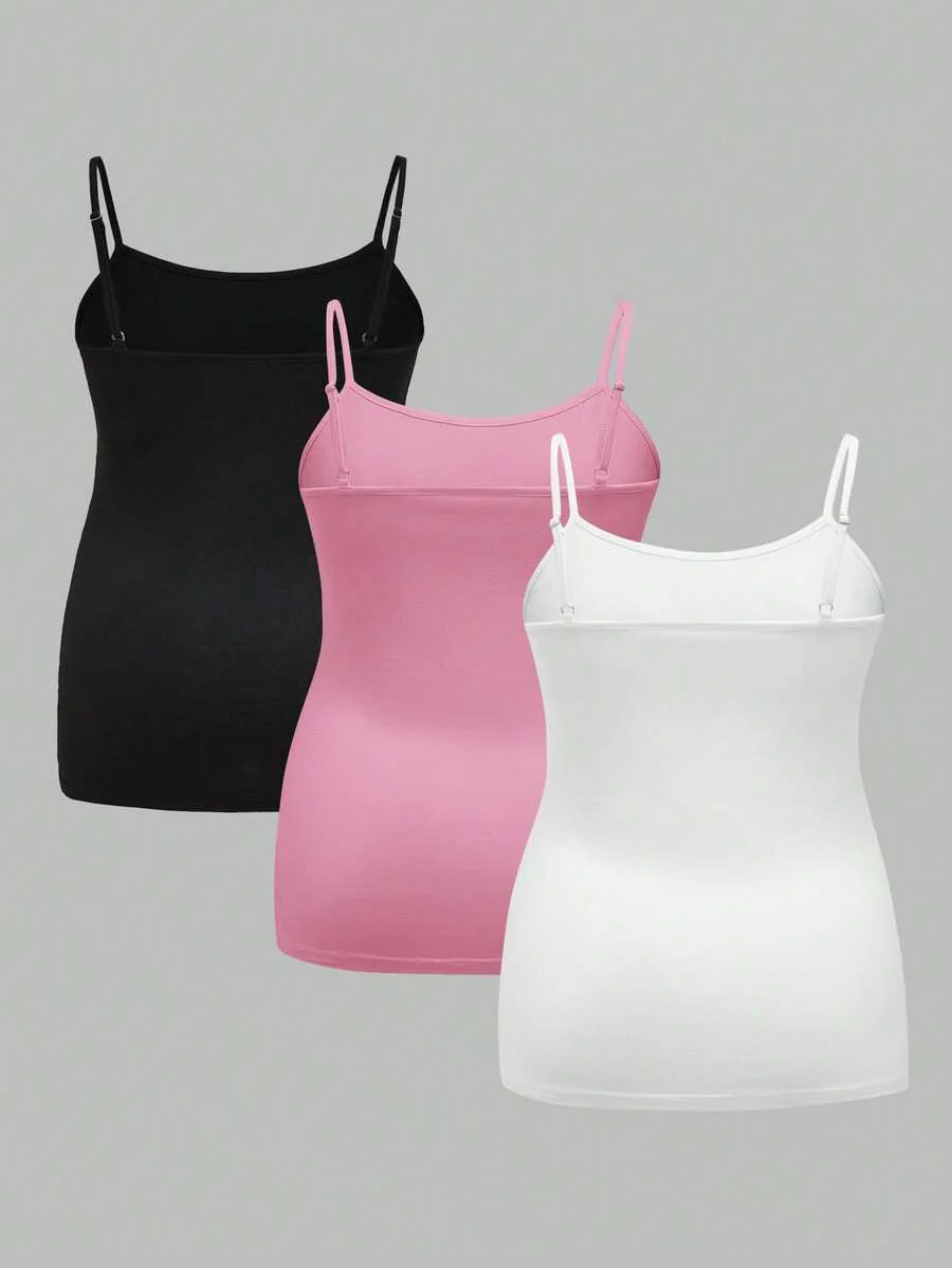 Multicolor Minimalist Ruched Maternity Cami - Slim Fit Spaghetti Strap High Stretch Knitted Tank Top for Pregnant Women Daily Wear