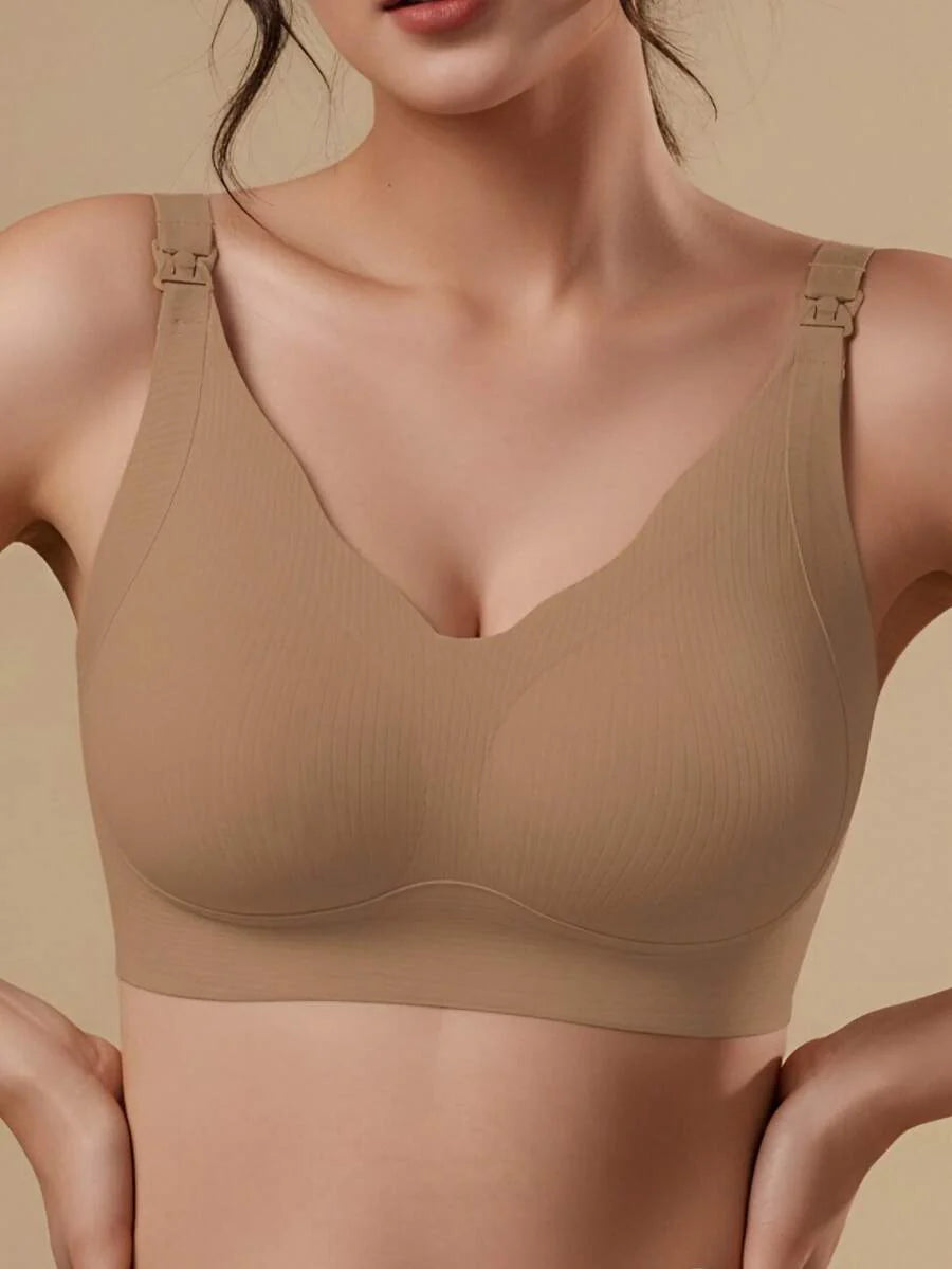Maternity Nursing Bra - Wireless Anti-Sagging Breastfeeding Half-Fixed Lift Clip-Open, Postpartum