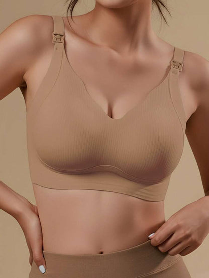 Maternity Nursing Bra Wireless Anti Sagging Postpartum Breastfeeding Bra Clip Open Lift Support Bra