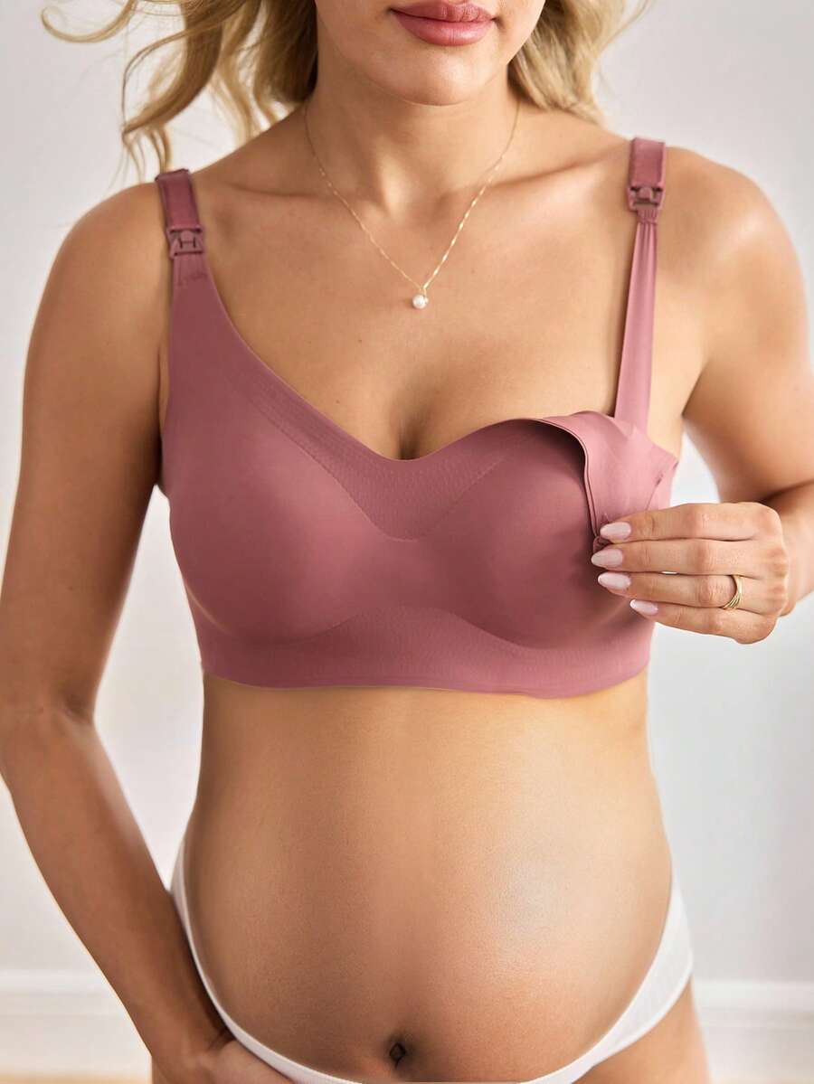 Maternity Solid Color Adjustable Strap Nursing Bra Women Comfortable Wireless Breastfeeding Support Bra