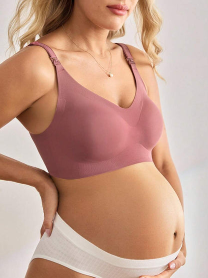 Maternity Seamless Nursing Bra Women Solid Color Wireless Breastfeeding Comfortable Support Bra