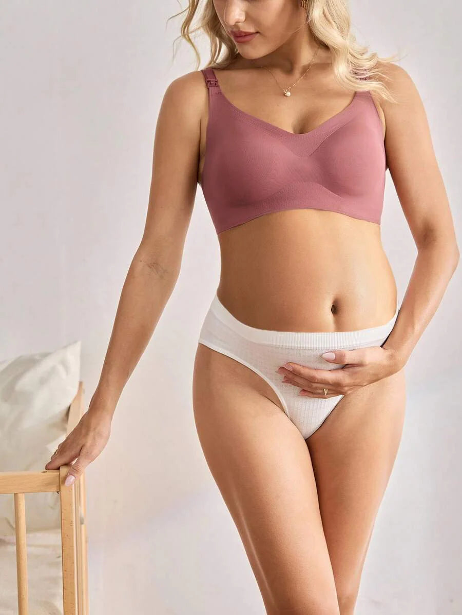 Maternity Seamless Nursing Bra Women Solid Color Wireless Breastfeeding Comfortable Support Bra