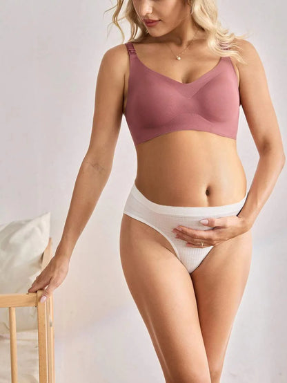 Maternity Seamless Nursing Bra Women Solid Color Wireless Breastfeeding Comfortable Support Bra