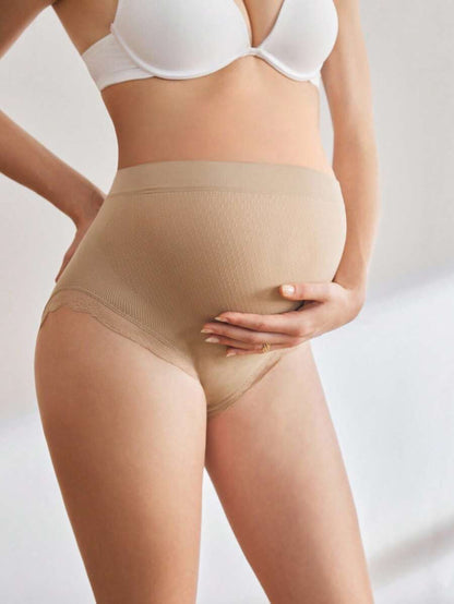Maternity Underwear - High Waist Lace Patchwork Comfortable Soft Stretch Pregnancy Panties Briefs