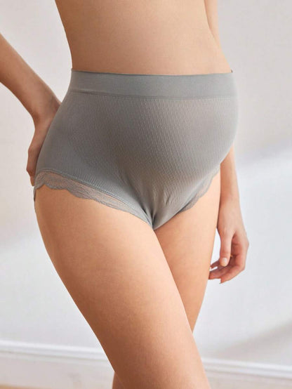 Maternity Underwear - High Waist Lace Patchwork Comfortable Soft Stretch Pregnancy Panties Briefs