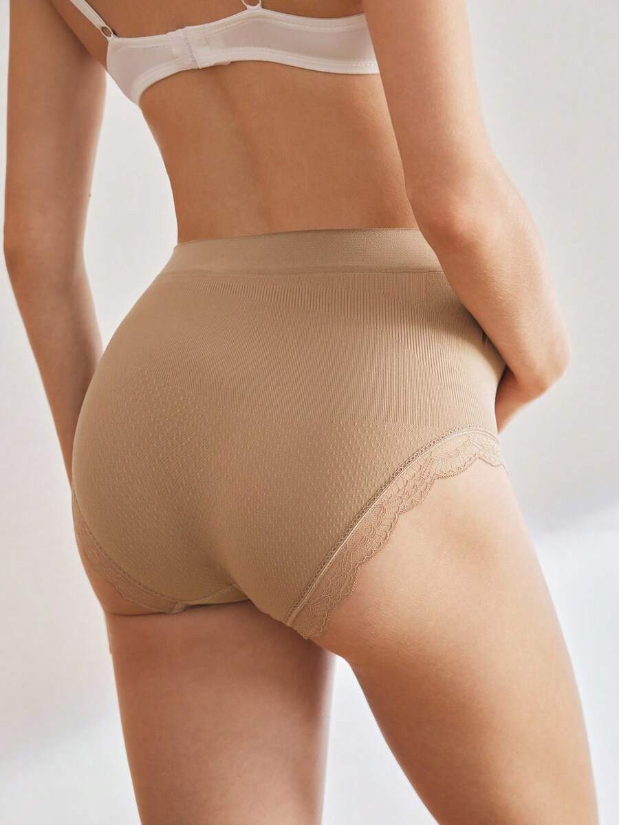 Maternity Panties - High Waist Lace Triangle Solid Color Patchwork Soft Comfortable, Pregnancy