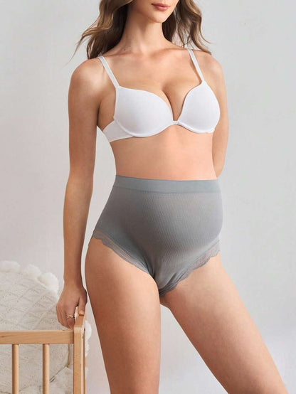 Maternity Underwear - High Waist Lace Patchwork Comfortable Soft Stretch Pregnancy Panties Briefs
