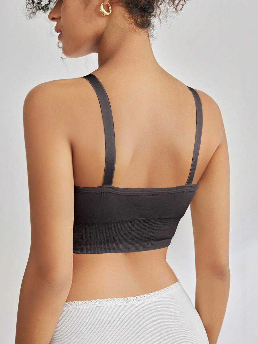 Seamless Grey Maternity and Nursing Bra - Wireless Knitted Comfort Crop Top with Adjustable Straps for Daily Wear
