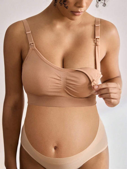 3PCS Maternity Nursing Bras Set Women Simple Solid Color Comfortable Breastfeeding Bra Set