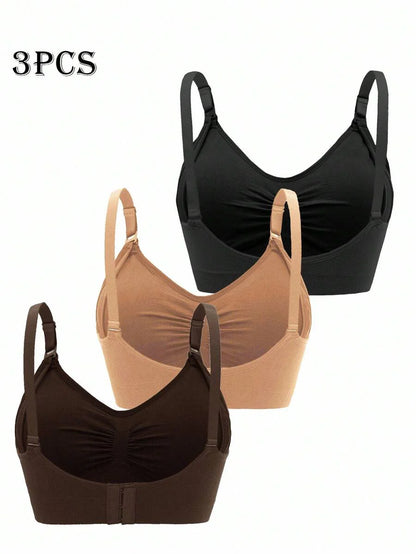 3-Pack Maternity Ruched Nursing Bra Set Women Comfortable Breastfeeding Support Bra Postpartum Lingerie