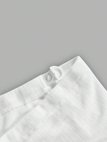 White Jacquard Textured Maternity Shorts - Ultra High Waist Adjustable Elastic Leggings - Semi-Sheer Summer Beach Pregnancy Shorts