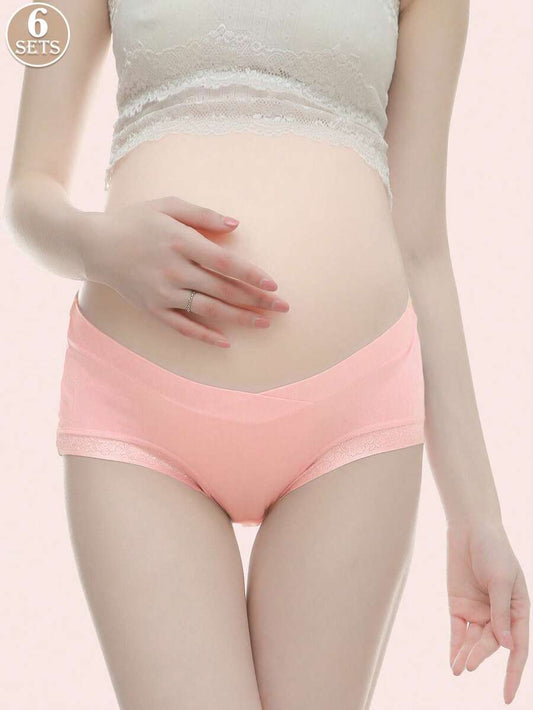 Maternity Underwear 6 Pack - Low Waist U-Shaped Belly Support Seamless Cotton, Anti-Bacterial