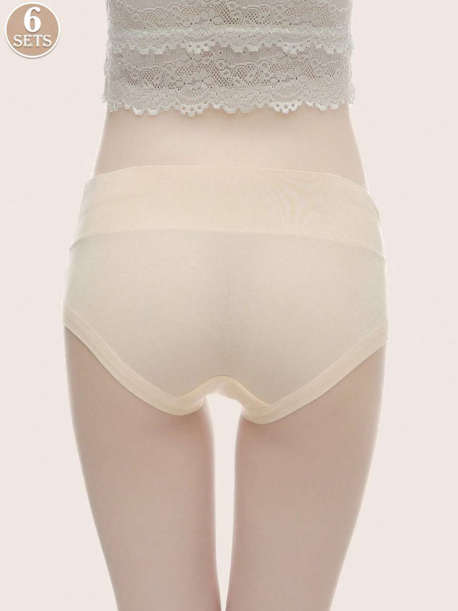 Maternity Underwear 6 Pack - Low Waist U-Shaped Belly Support Seamless Cotton, Anti-Bacterial