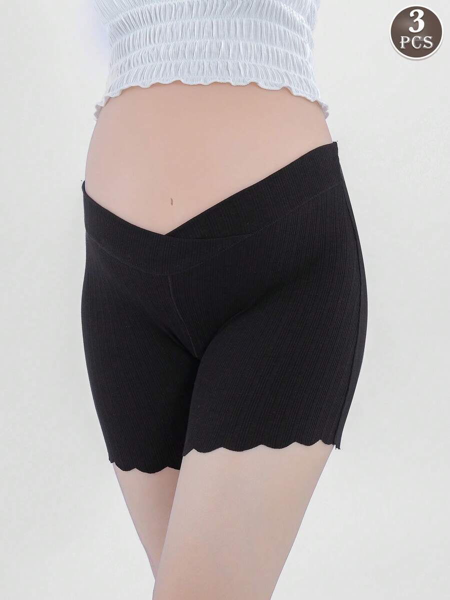 Maternity Cotton Underwear 3 Pack - Soft Pregnancy Under Bump Postpartum Briefs, Safety Shorts