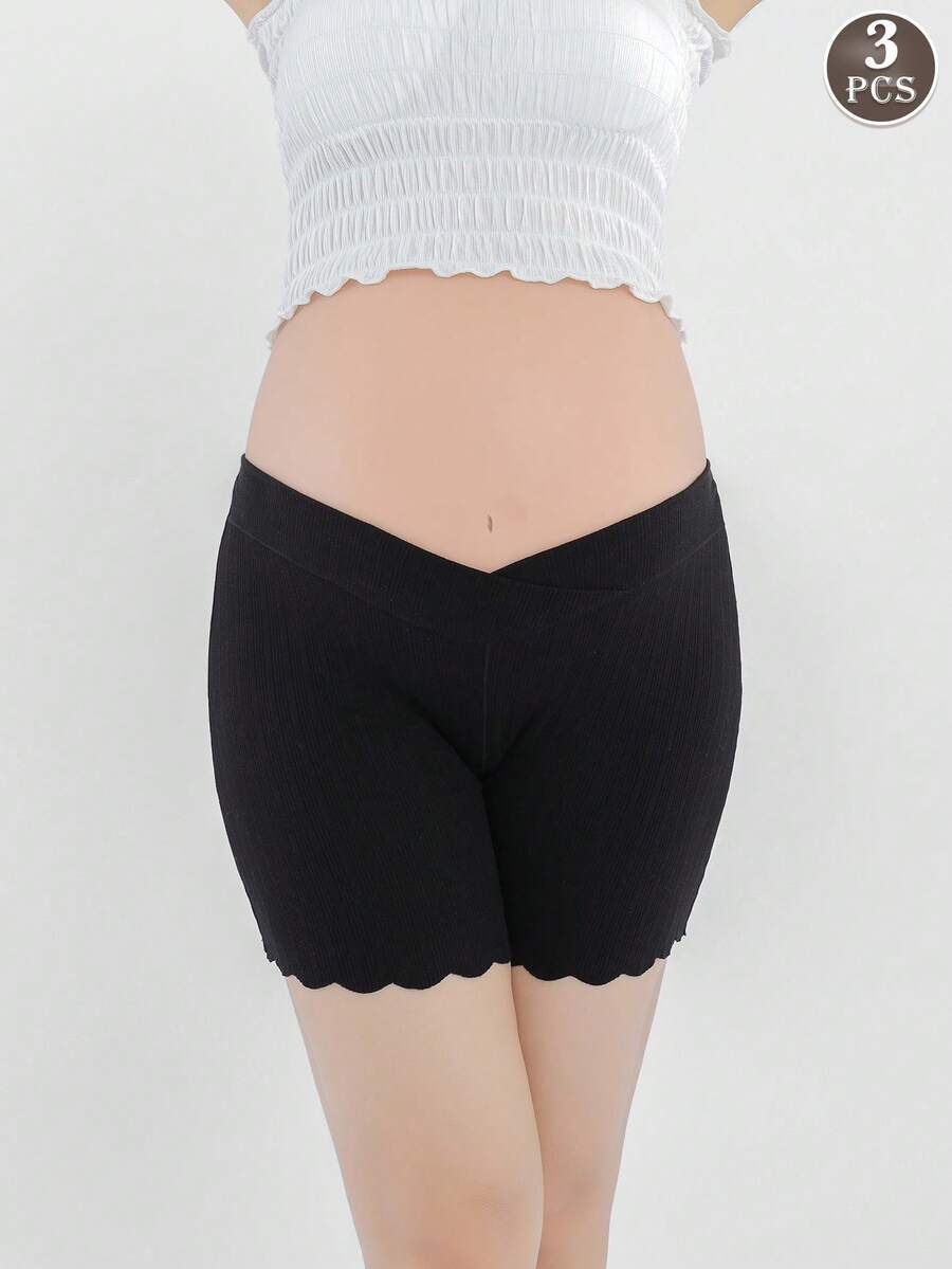 Maternity Cotton Underwear 3 Pack - Soft Pregnancy Under Bump Postpartum Briefs, Safety Shorts