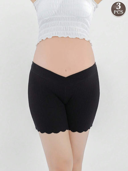 Maternity Cotton Underwear 3 Pack - Soft Pregnancy Under Bump Postpartum Briefs, Safety Shorts