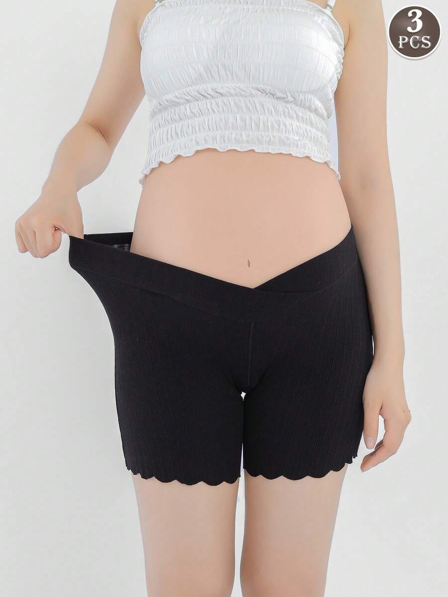 Maternity Cotton Underwear 3 Pack - Soft Pregnancy Under Bump Postpartum Briefs, Safety Shorts
