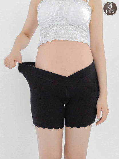 Maternity Cotton Underwear 3 Pack - Soft Pregnancy Under Bump Postpartum Briefs, Safety Shorts