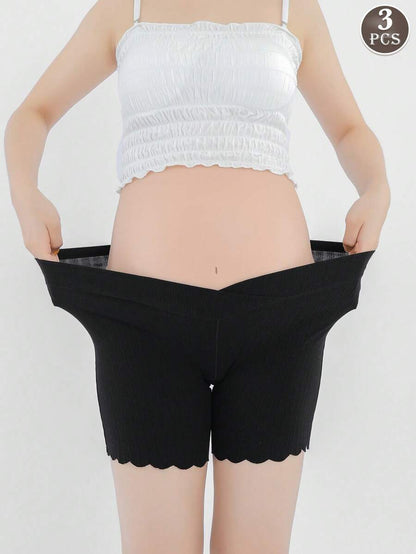 Maternity Cotton Underwear 3 Pack - Soft Pregnancy Under Bump Postpartum Briefs, Safety Shorts