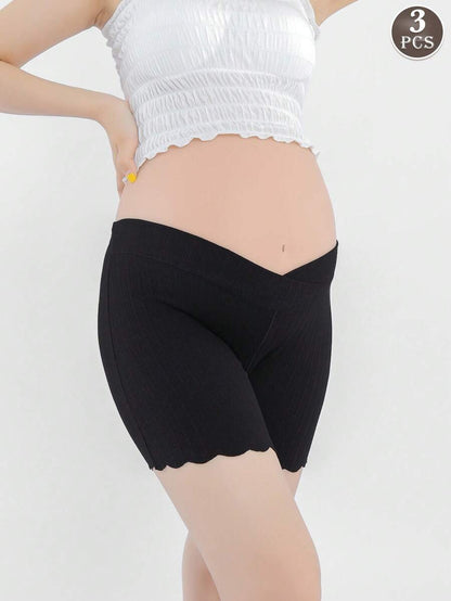 Maternity Cotton Underwear 3 Pack - Soft Pregnancy Under Bump Postpartum Briefs, Safety Shorts