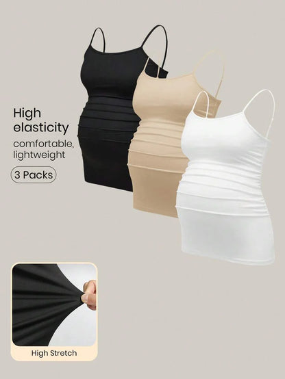Multicolor Minimalist Ruched Maternity Cami - Slim Fit Spaghetti Strap High Stretch Knitted Tank Top for Pregnant Women Daily Wear