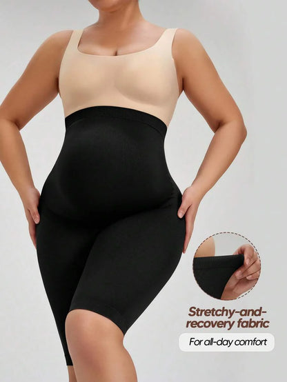 Maternity Seamless High Waist Shorts - Soft Expandable Belly Support (Black)