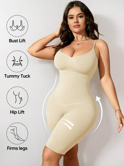 Plus Size Women's Shaping Jumpsuit - Adjustable Strap Lifting Bodysuit