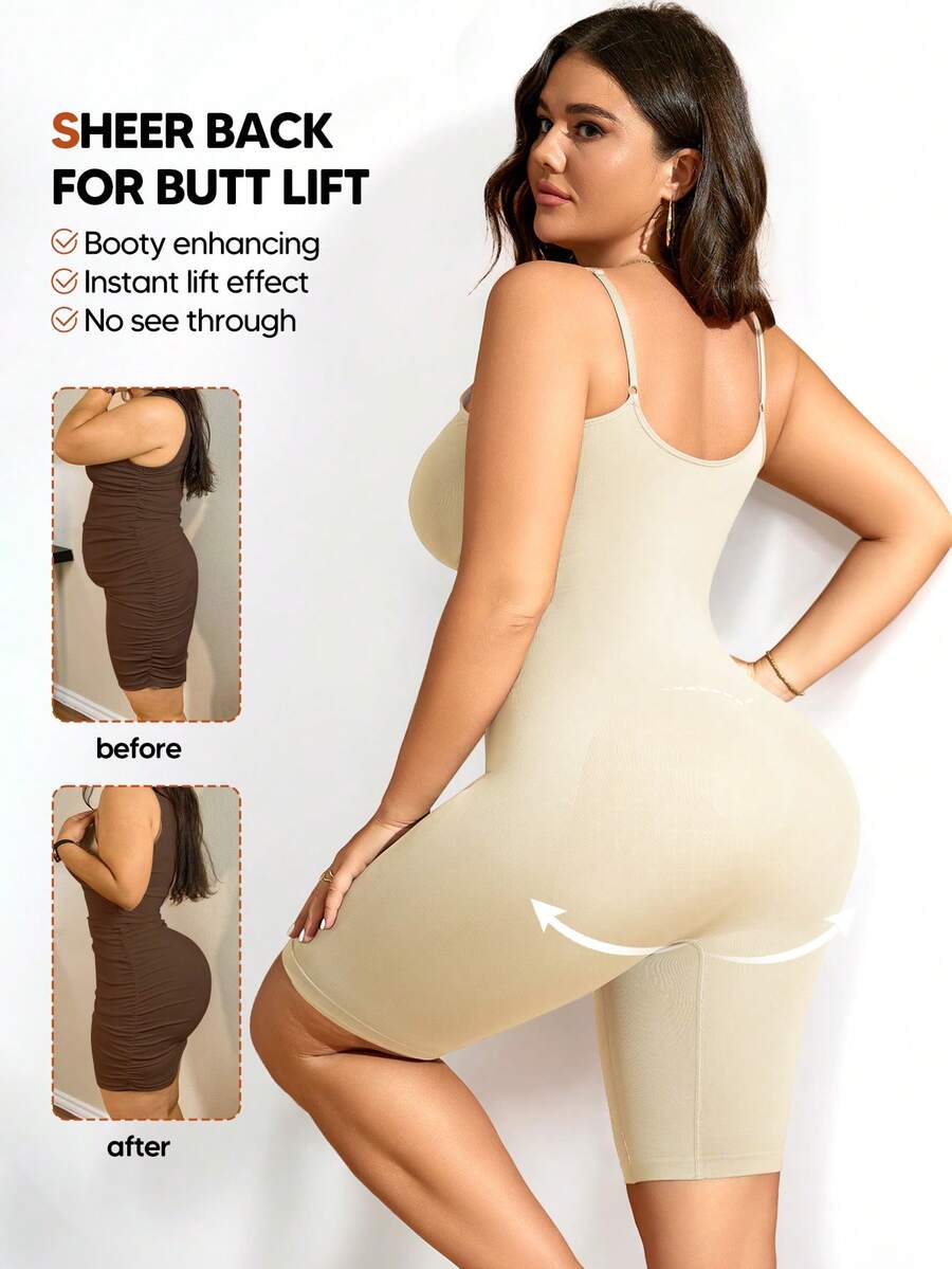Plus Size Adjustable Strap Shaping & Lifting Jumpsuit - Medium Support Waist Sculpting Romper
