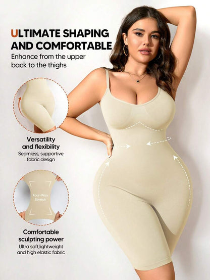 Plus Size Adjustable Strap Shaping & Lifting Jumpsuit - Medium Support Waist Sculpting Romper