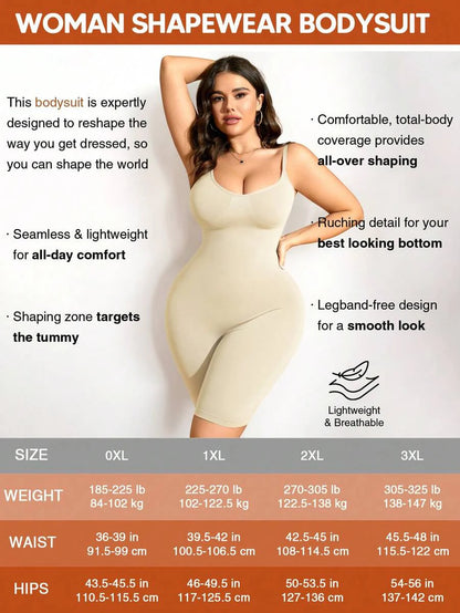 Plus Size Adjustable Strap Shaping & Lifting Jumpsuit - Medium Support Waist Sculpting Romper