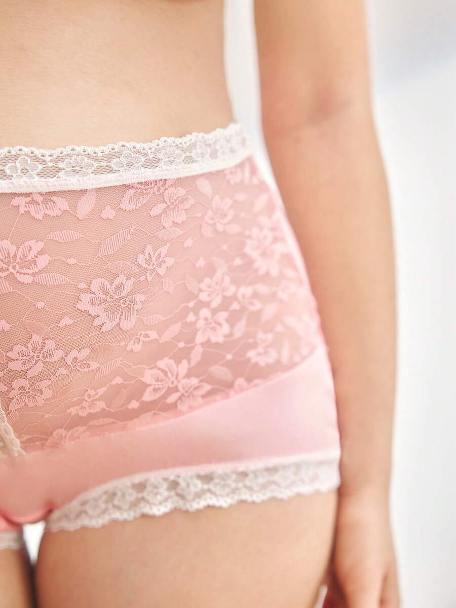 Maternity Elegant Contrast Lace Patchwork Briefs Soft Comfortable High Waist Pregnancy Underwear for Women