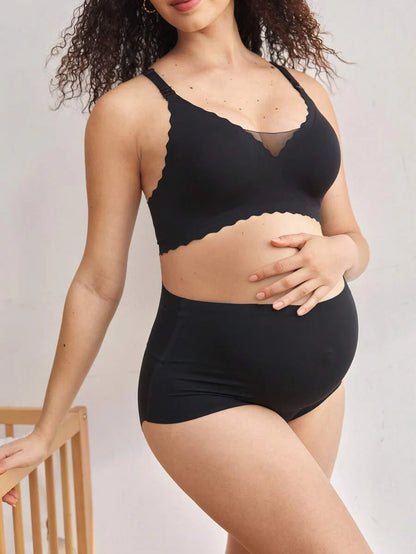 Maternity Seamless Lace Nursing Bra Women Wavy Support Removable Pads Comfortable Breastfeeding Bra