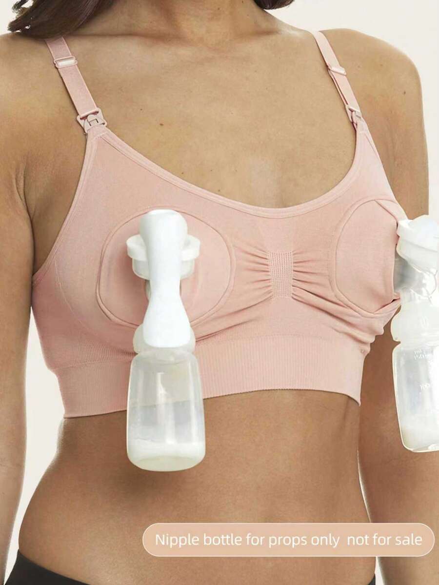 Maternity Nursing Bra - Pump Support Front Clasp Hands Free Pumping Wireless Breastfeeding