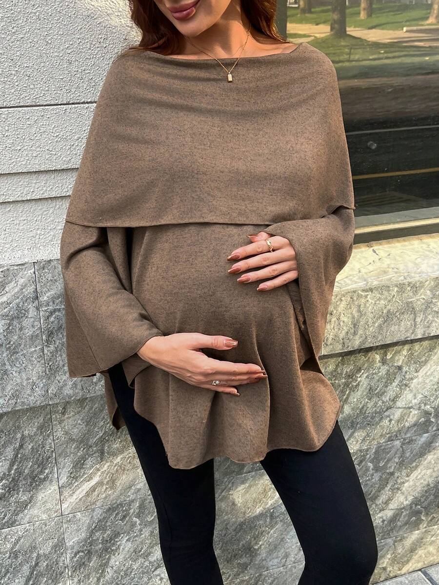 Off-Shoulder Long Sleeve Maternity T-Shirt - Fashionable & Elegant Pregnant Women's Top