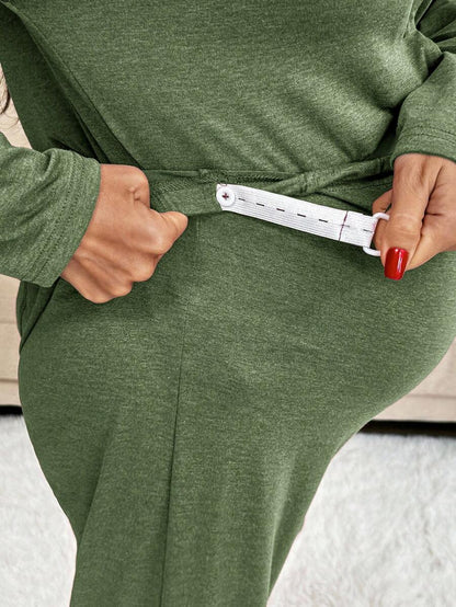 Khaki 2 Piece Maternity Loungewear Set - V-Neck Button Front Long Sleeve Top and Pants - Casual Loose Fit Maternity Sleepwear Suit