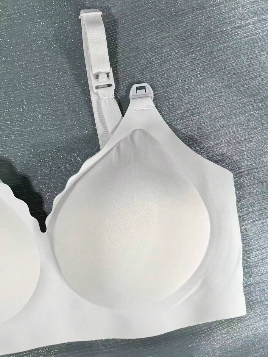 White Seamless Nursing Bra for Pregnancy & Postpartum, Wireless Backless Maternity Bralette with Adjustable Straps & Light Support